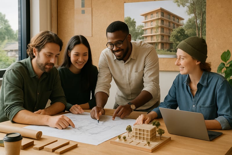 ONE AMONG TREES team collaborating on sustainable construction project in Melbourne